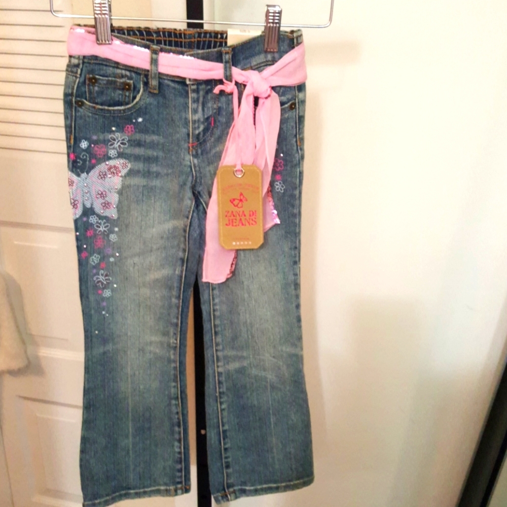 NWT ZANA DI.BO HO Girls Pink Silky bow Belt ls